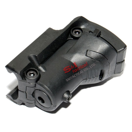 Red laser device for GLOCK and BARAK pistols with lateral groove